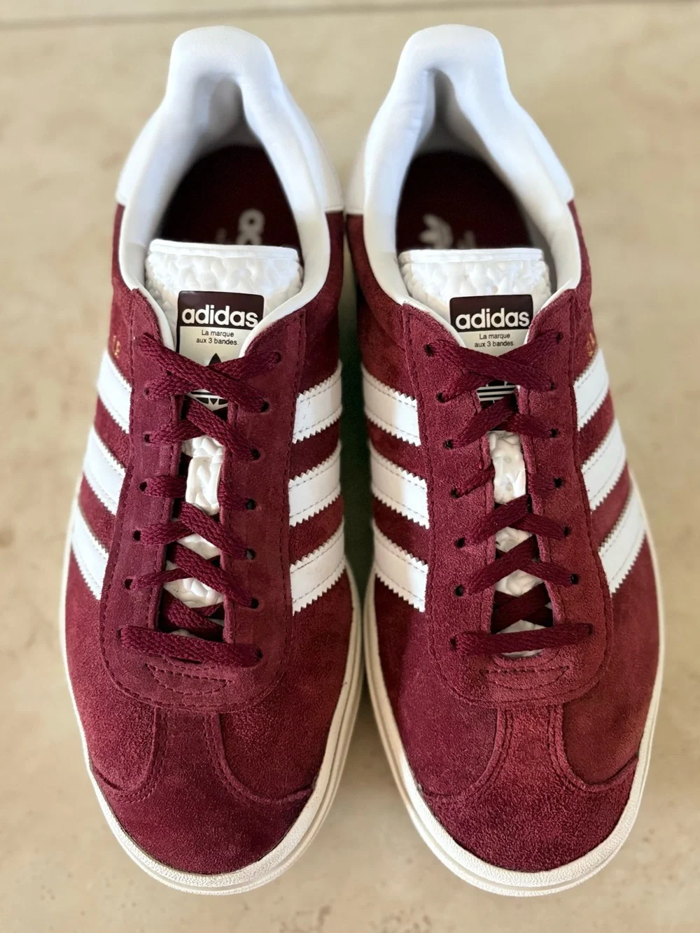 ADISAS Gazelle Bold Suede Platform Sneakers |Shadow Red Cloud White | Size 8.5